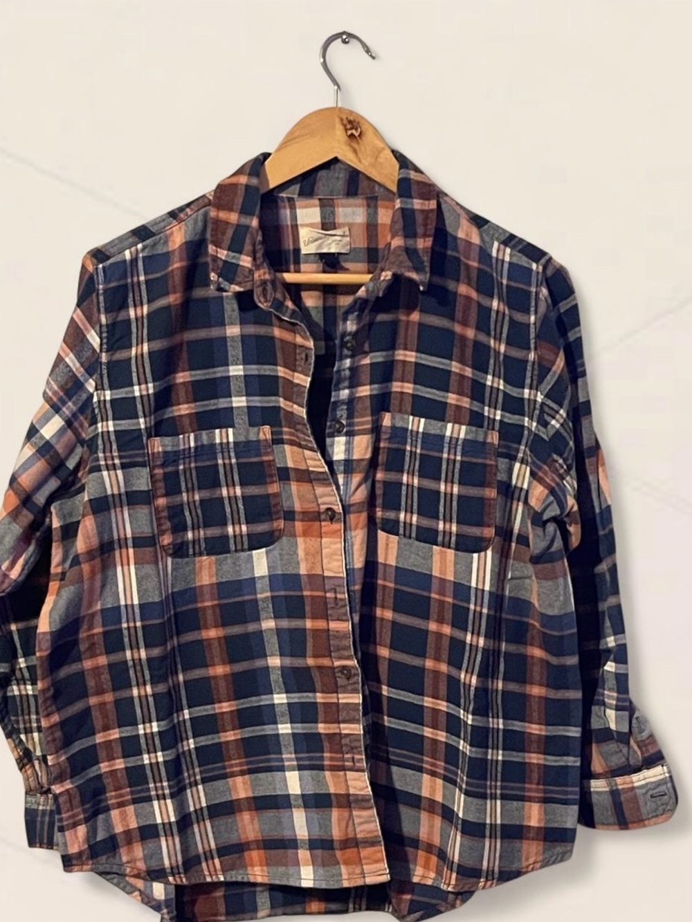 Women’s Plaid Flannel Shirt - Navy & Brown